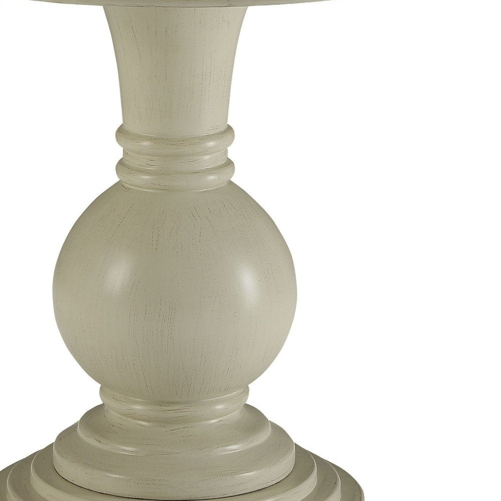 White Solid and Manufactured Wood Round End Table - 26-inch