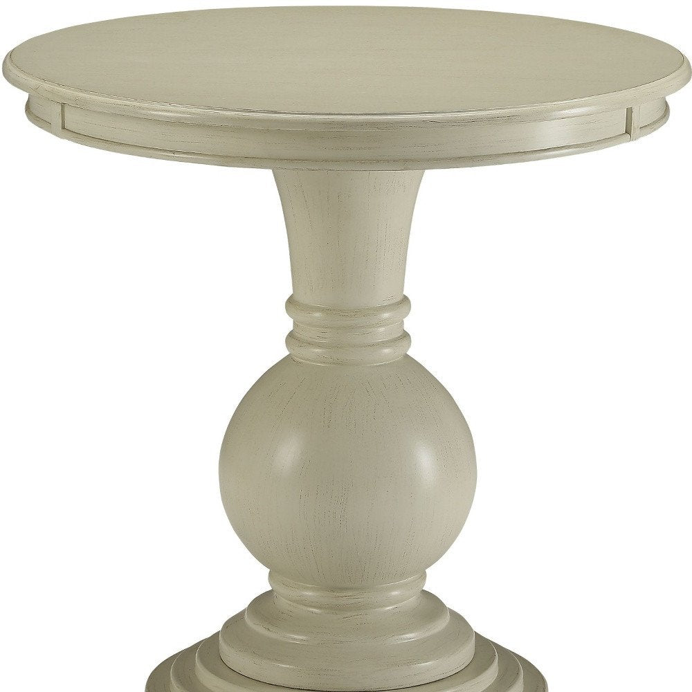 White Solid and Manufactured Wood Round End Table - 26-inch