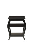Black Wood Bow Leg End Table with Two Shelves - 23-inch