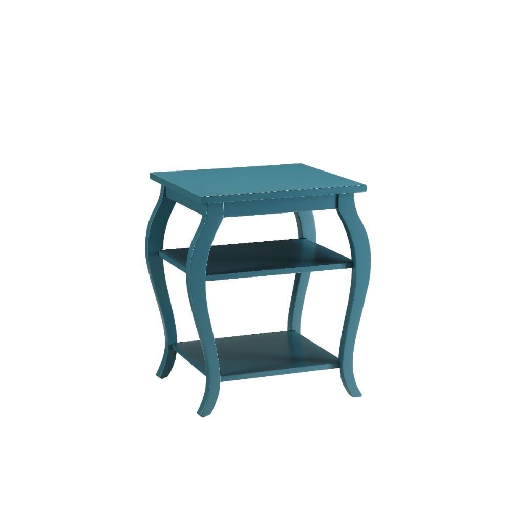 Black Wood Bow Leg End Table with Two Shelves - 23-inch