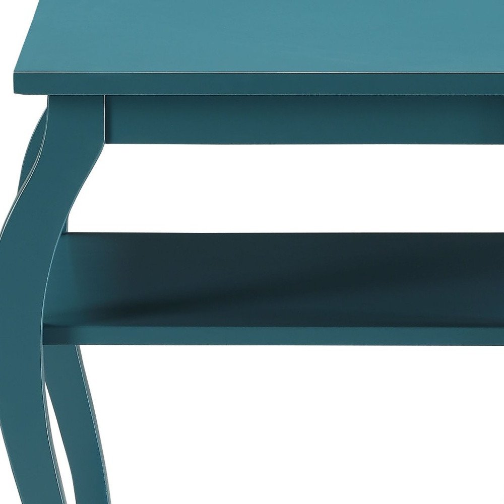 Black Wood Bow Leg End Table with Two Shelves - 23-inch