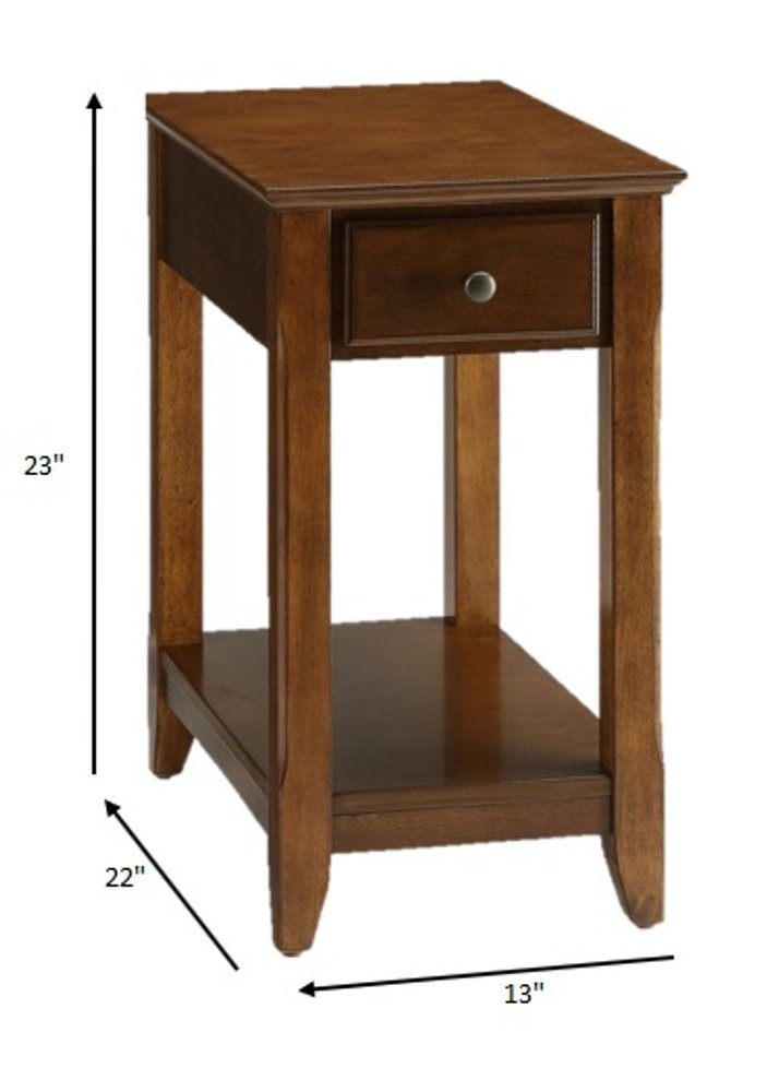 Brown Solid Wood End Table - 23-inch