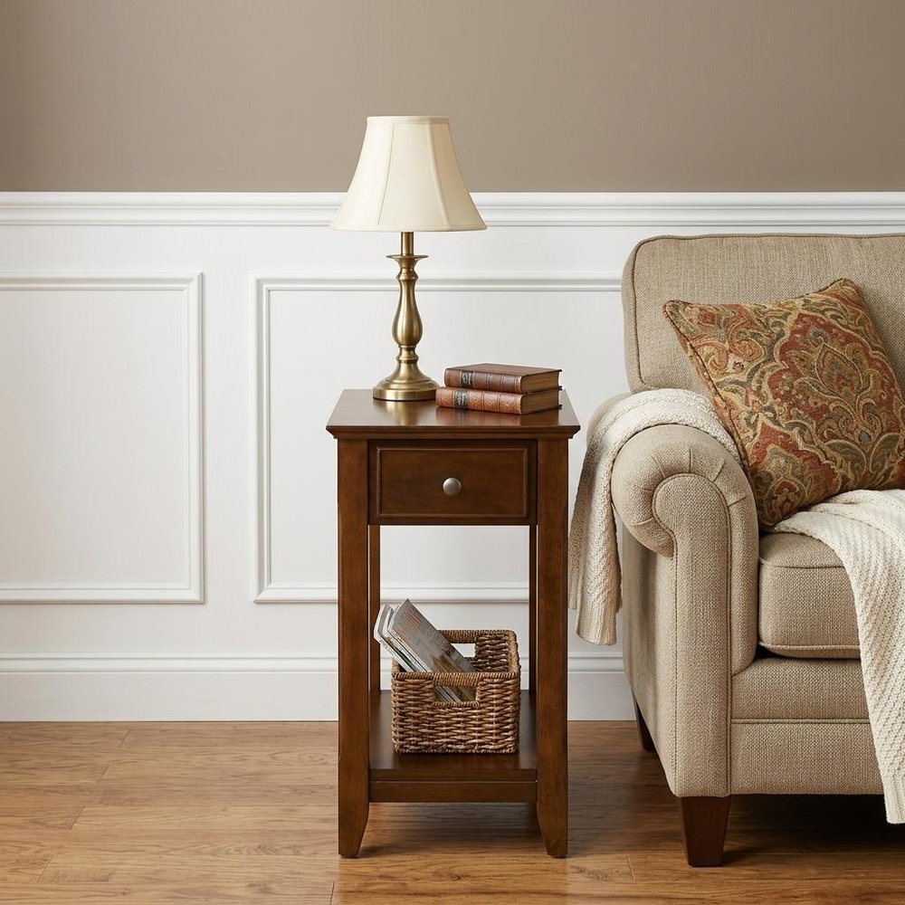Brown Solid Wood End Table - 23-inch