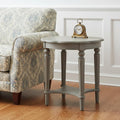 Light Slate Gray Solid Wood Round End Table with Shelf - 24-inch