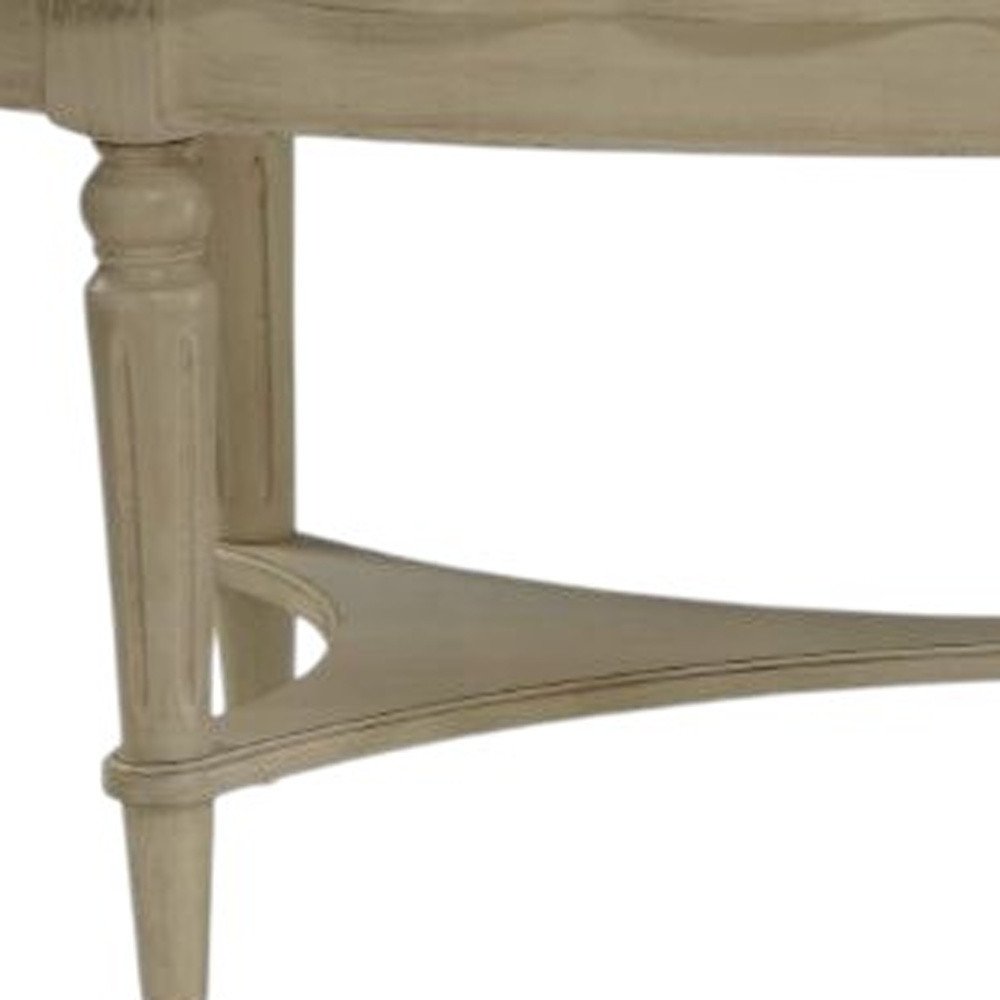 Antiqued White Solid Wood Oval Distressed Coffee Table - 50-inch