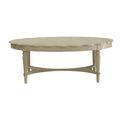 Antiqued White Solid Wood Oval Distressed Coffee Table - 50-inch