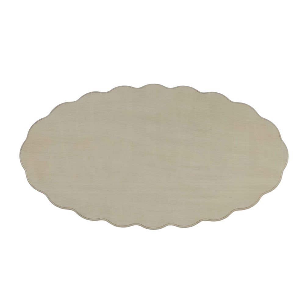 Antiqued White Solid Wood Oval Distressed Coffee Table - 50-inch