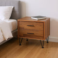 Brown Two Drawers Metal Nightstand - 18-inch