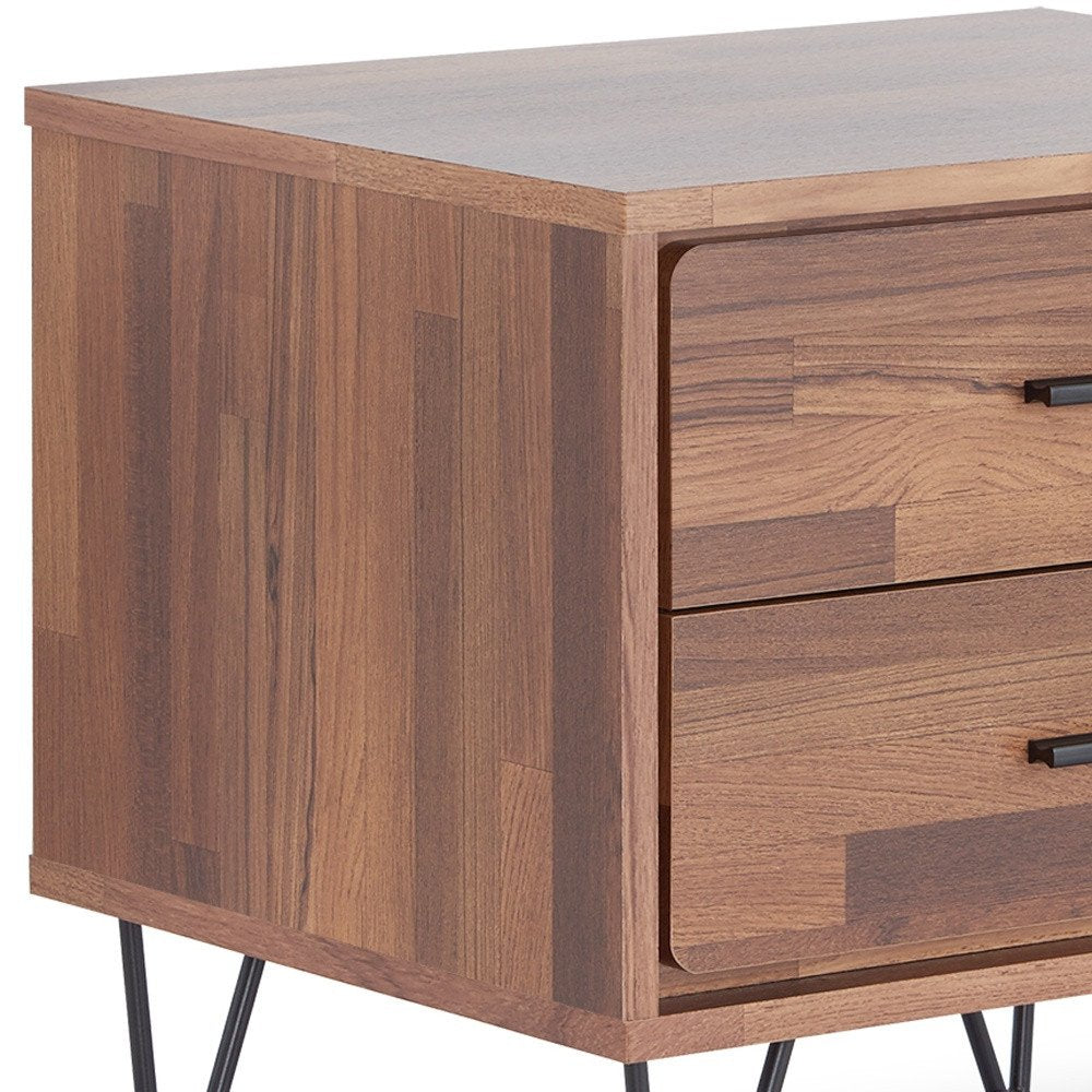 Brown Two Drawers Metal Nightstand - 18-inch