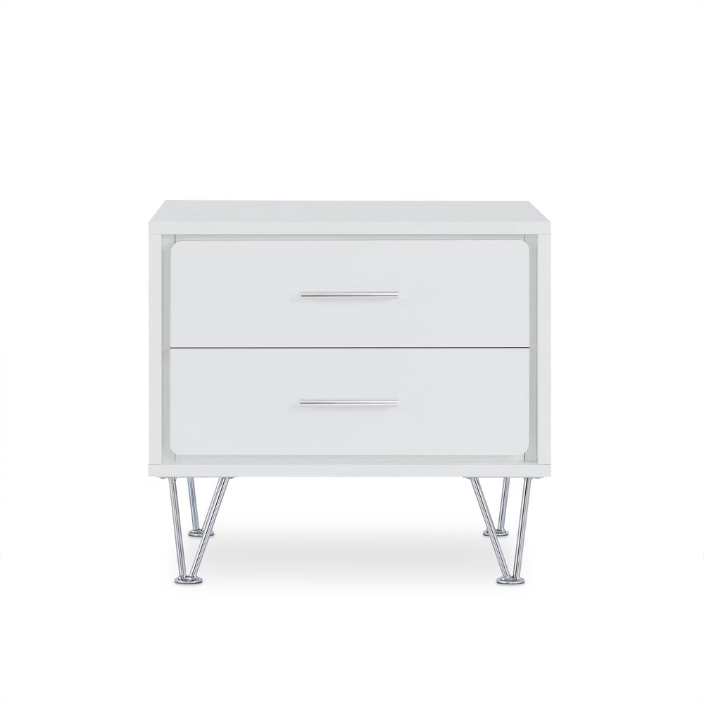 Brown Two Drawers Metal Nightstand - 18-inch