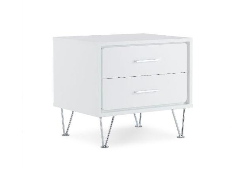 Brown Two Drawers Metal Nightstand - 18-inch