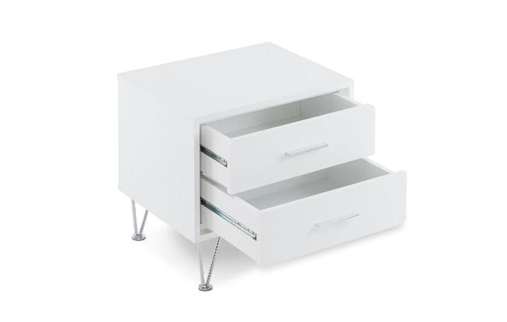 Brown Two Drawers Metal Nightstand - 18-inch