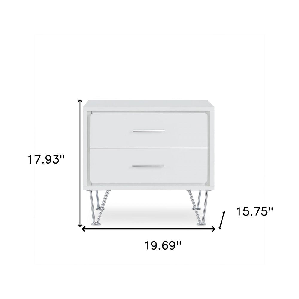 Brown Two Drawers Metal Nightstand - 18-inch