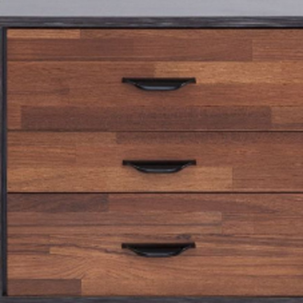 Espresso and Walnut Brown Three Drawer Wood Nightstand - 19-inch