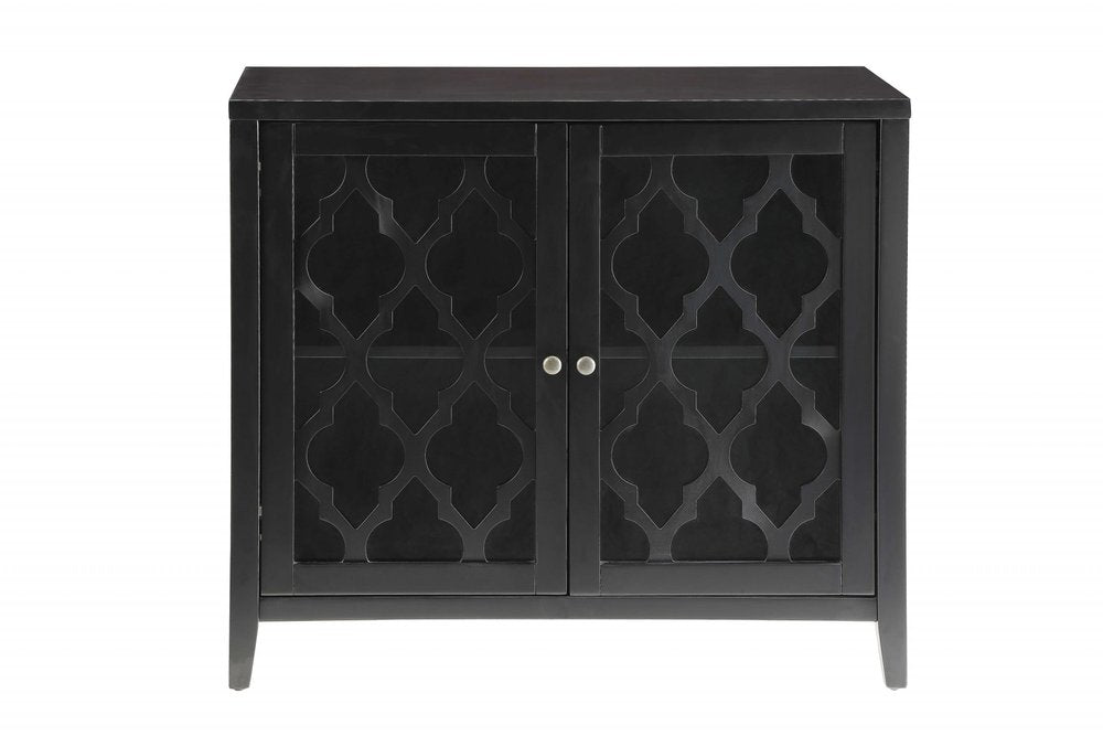 Black Sideboard with Two Glass Doors - 34-inch