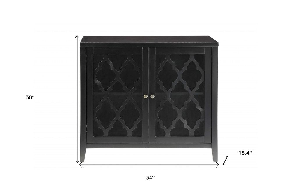Black Sideboard with Two Glass Doors - 34-inch