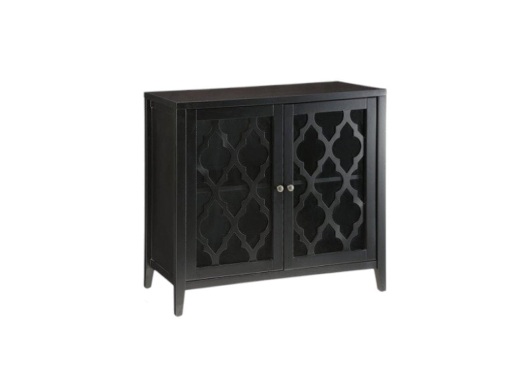 Black Sideboard with Two Glass Doors - 34-inch