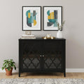 Black Sideboard with Two Glass Doors - 34-inch