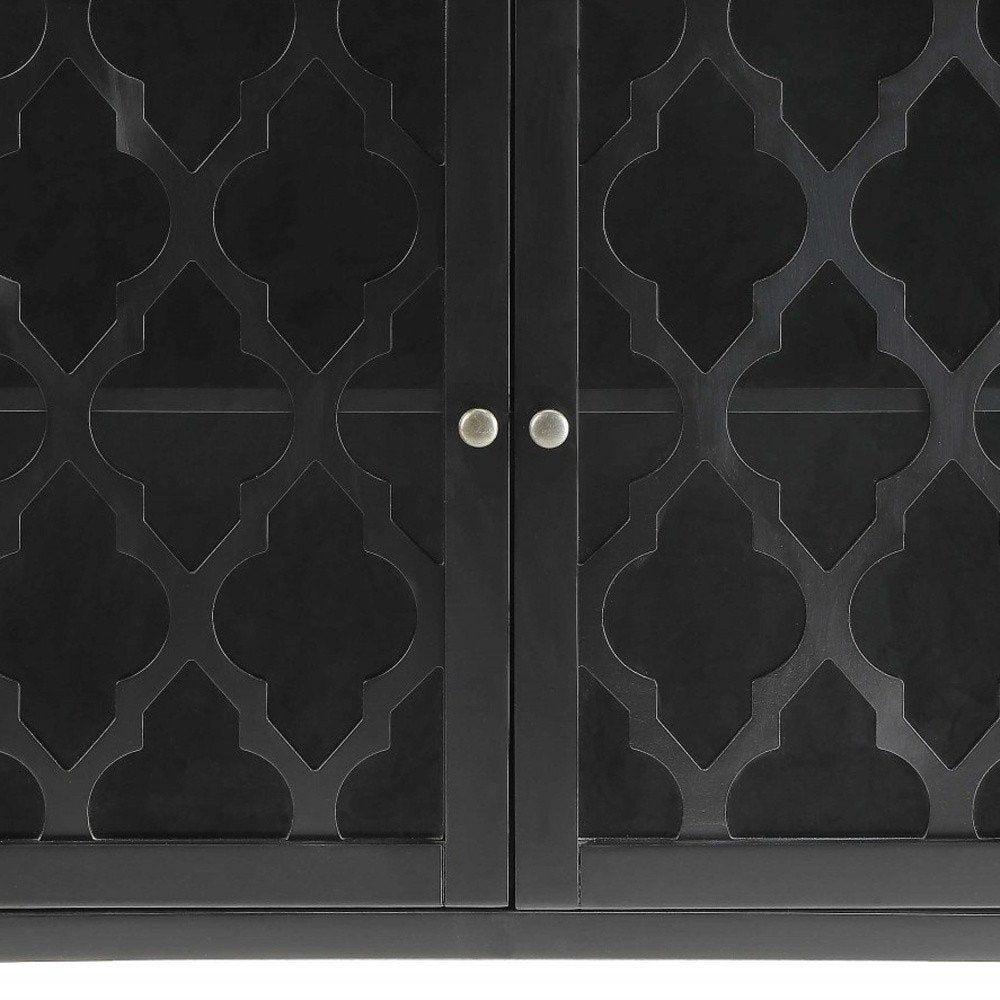 Black Sideboard with Two Glass Doors - 34-inch