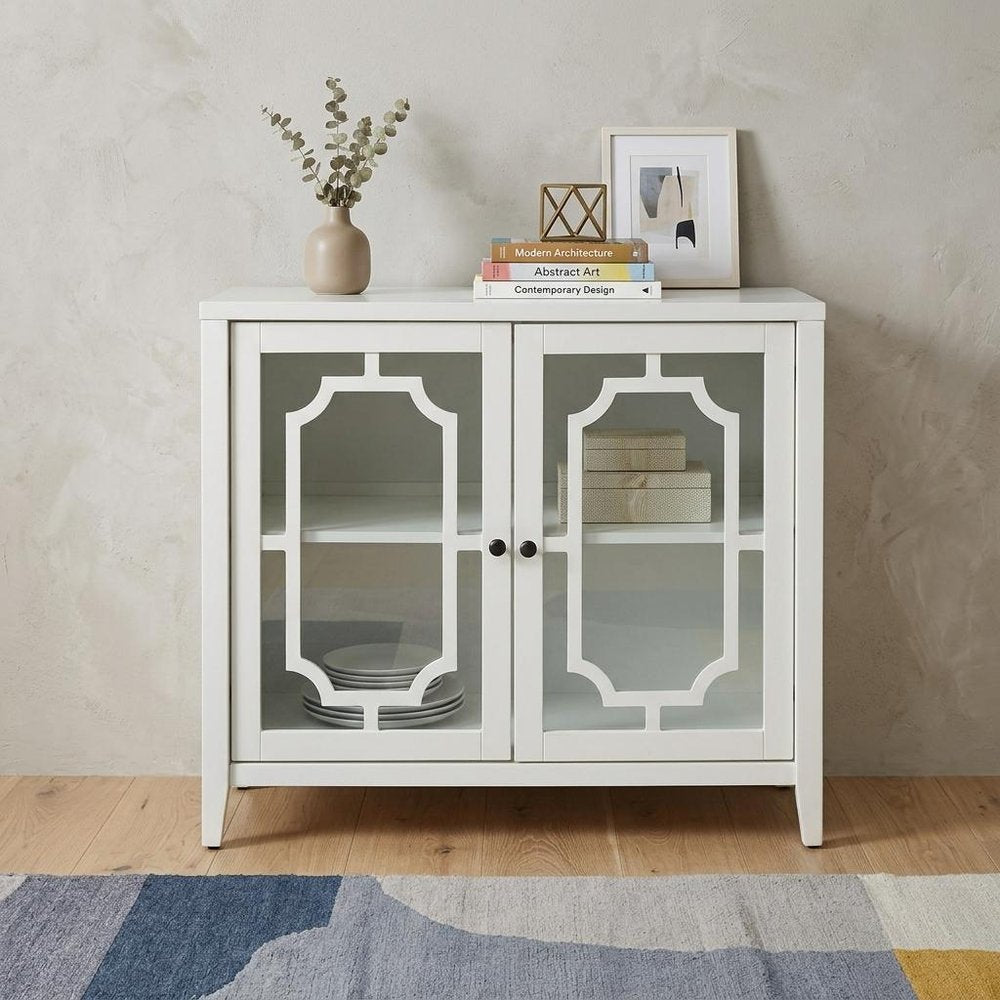 Black Sideboard with Two Glass Doors - 34-inch