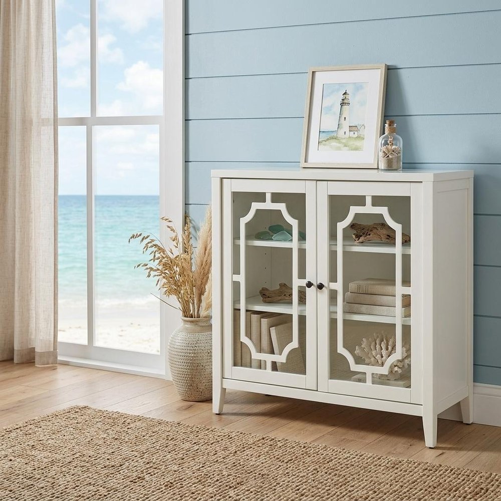 Black Sideboard with Two Glass Doors - 34-inch