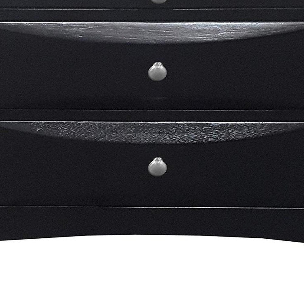 Black Solid Wood Three Drawer Nightstand - 25-inch