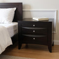 Black Solid Wood Three Drawer Nightstand - 25-inch