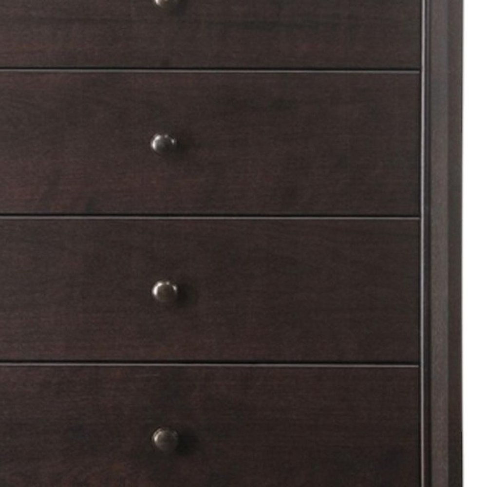 Espresso Solid Wood Five Drawer Dresser - 31-inch