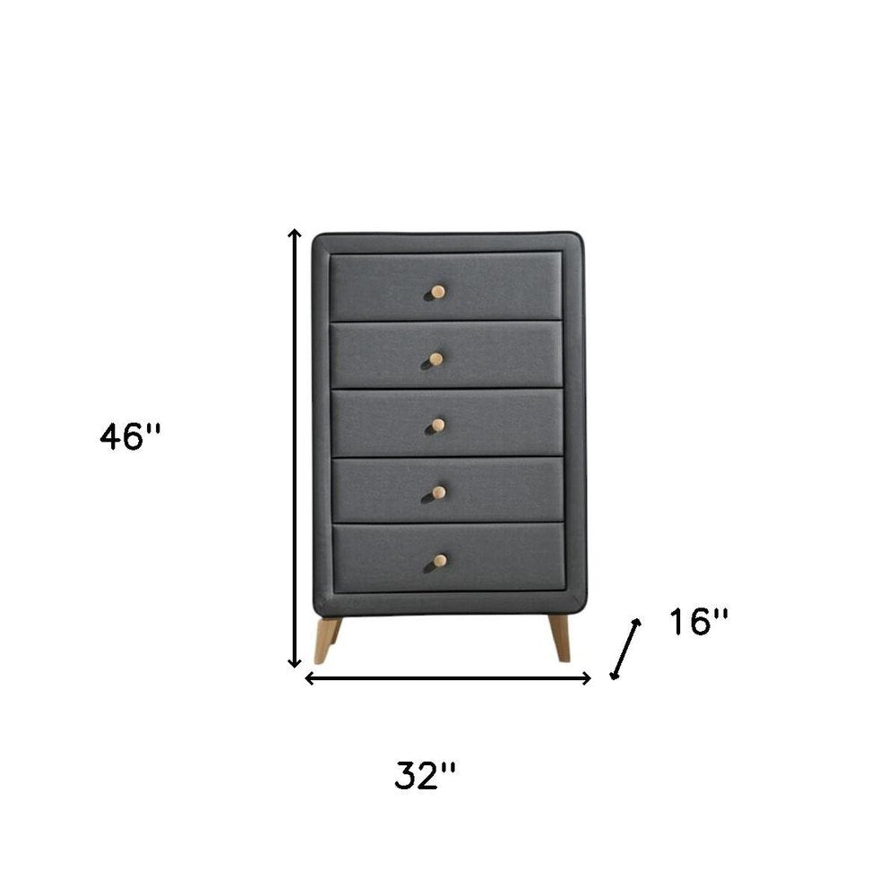 Light Gray Solid Wood Six Drawer Dresser - 43-inch