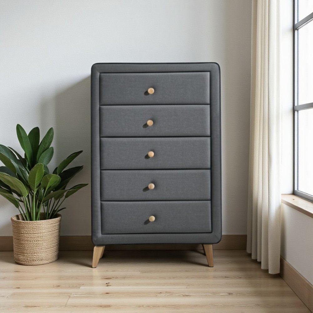 Light Gray Solid Wood Six Drawer Dresser - 43-inch