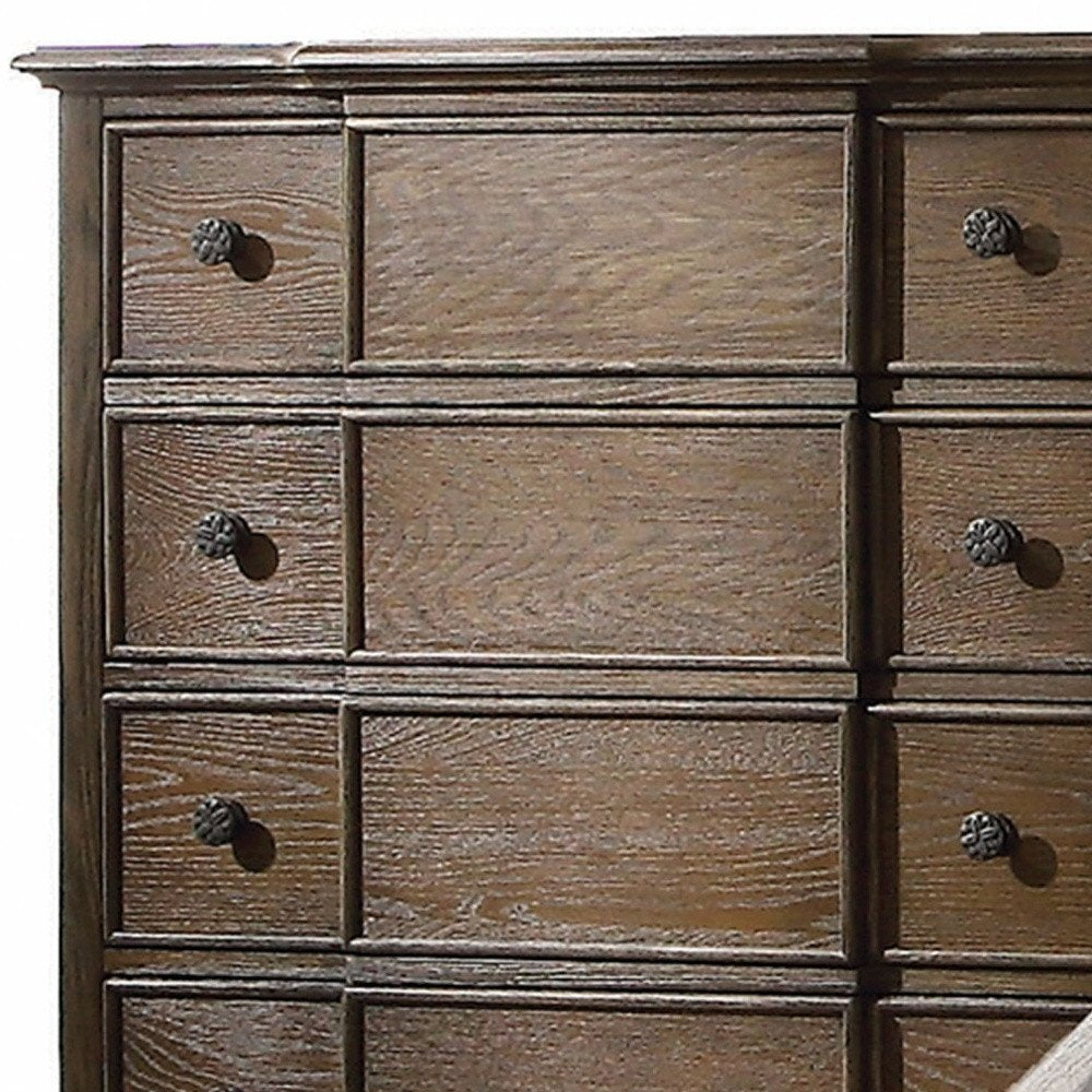 Dark Brown Solid Wood Nine Drawer Double Dresser - 60-inch