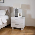 White Two Drawers Mirrored Nightstand - 23-inch