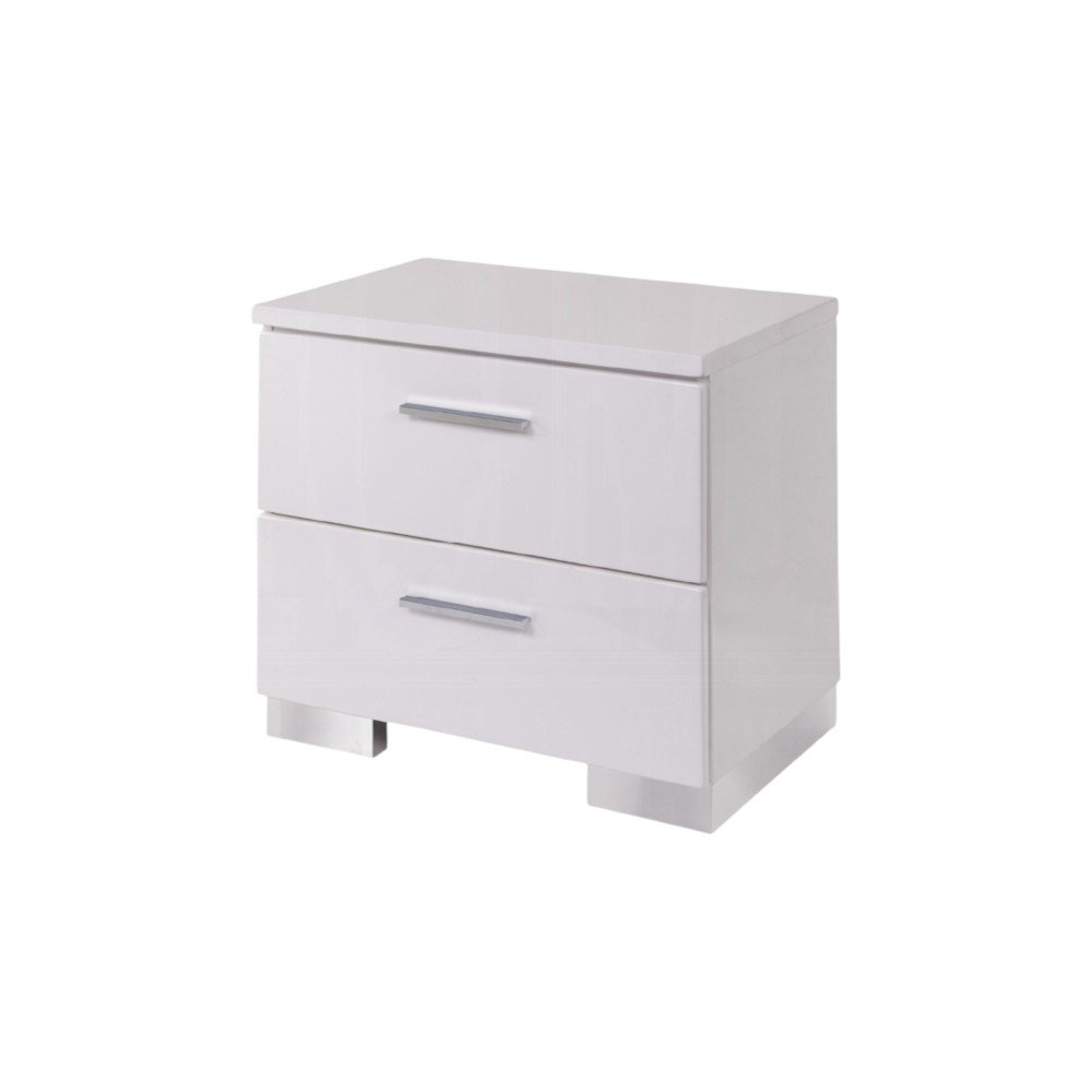 White Two Drawers Mirrored Nightstand - 23-inch
