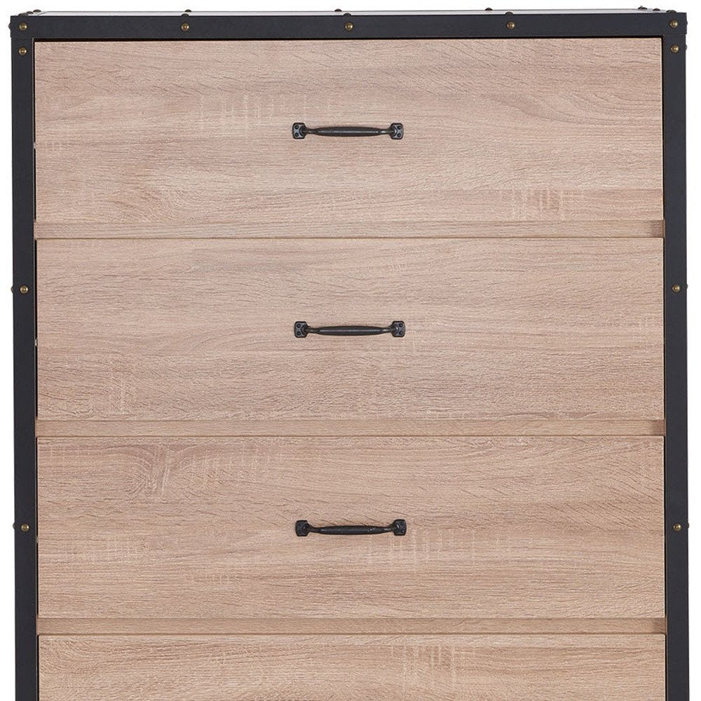 Oak Wood Five Drawer Dresser - 31-inch