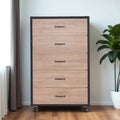 Oak Wood Five Drawer Dresser - 31-inch