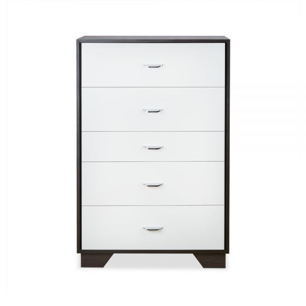 Brown and White Five Drawer Standard Chest - 32-inch