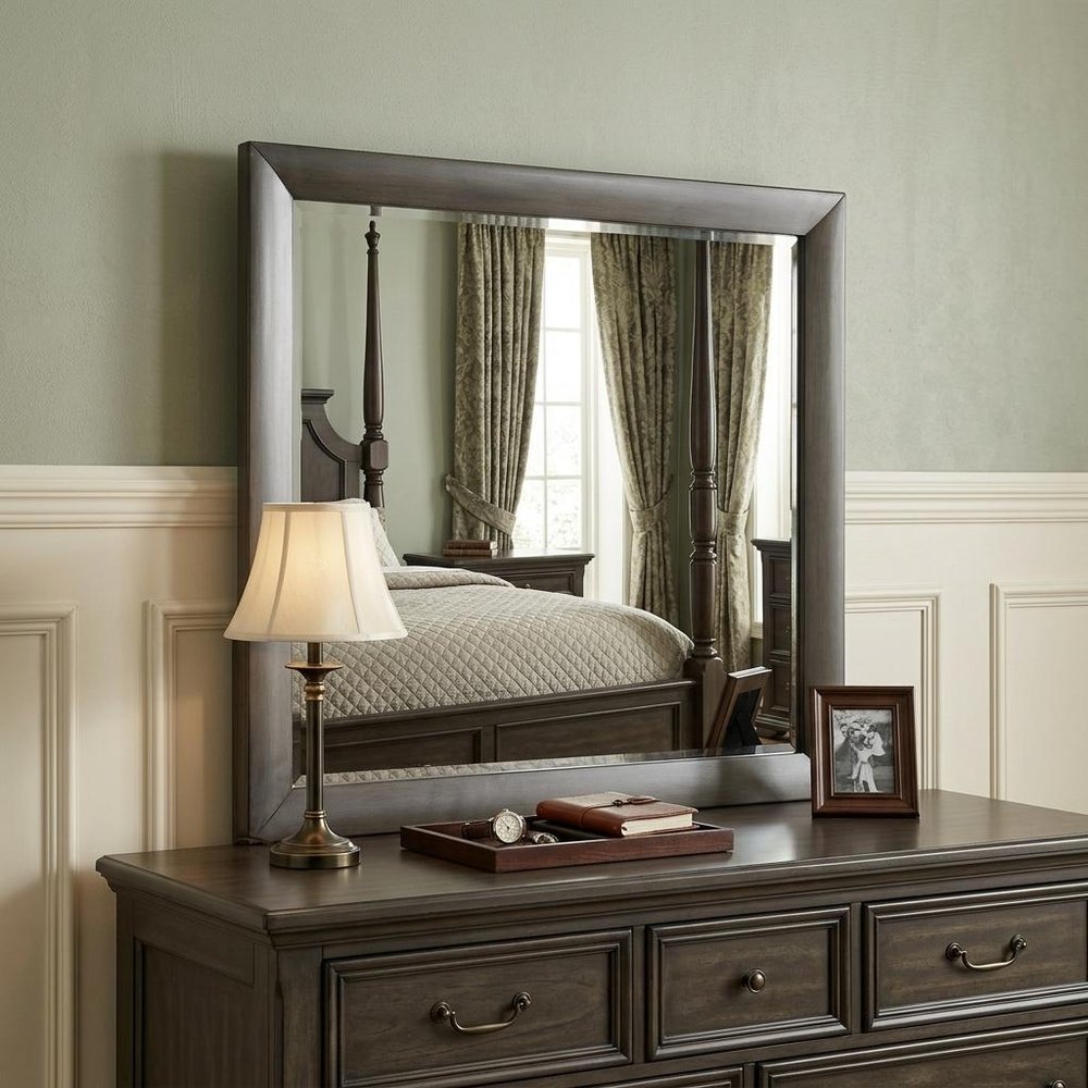 Gray Oak Framed Accent Mirror - 35-inch