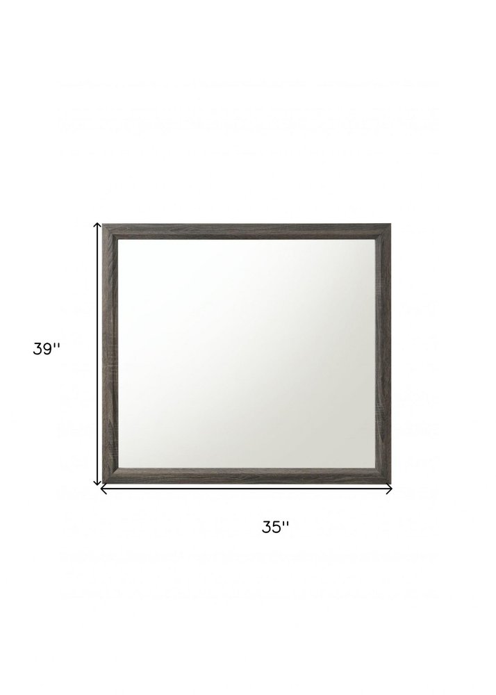Gray Wood Framed Accent Mirror - 35-inch