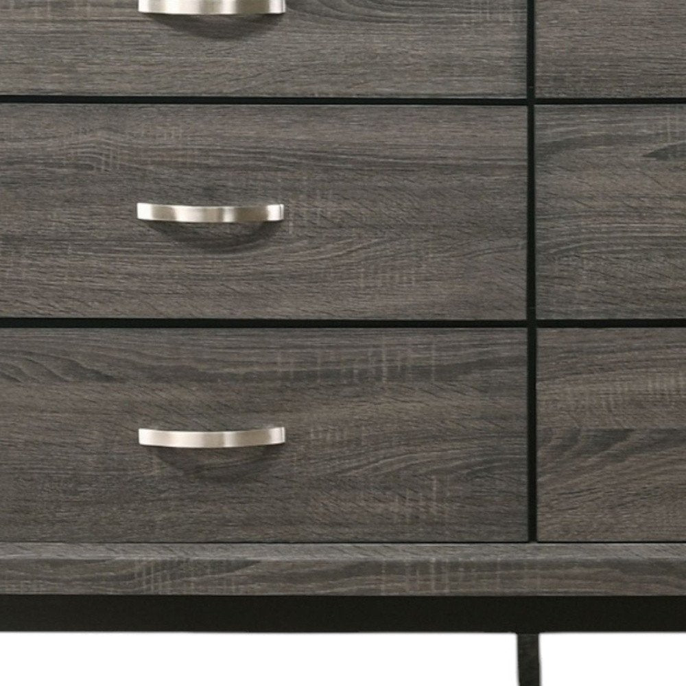 Gray Wood Six Drawer Double Dresser - 58-inch