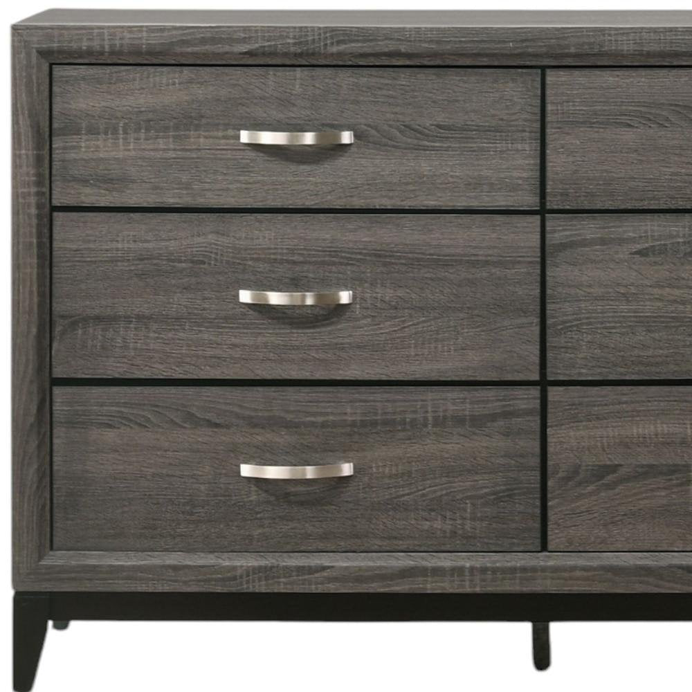 Gray Wood Six Drawer Double Dresser - 58-inch