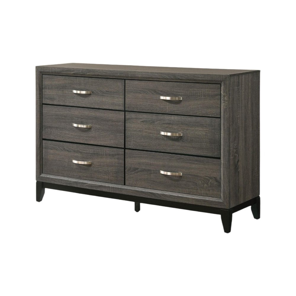 Gray Wood Six Drawer Double Dresser - 58-inch