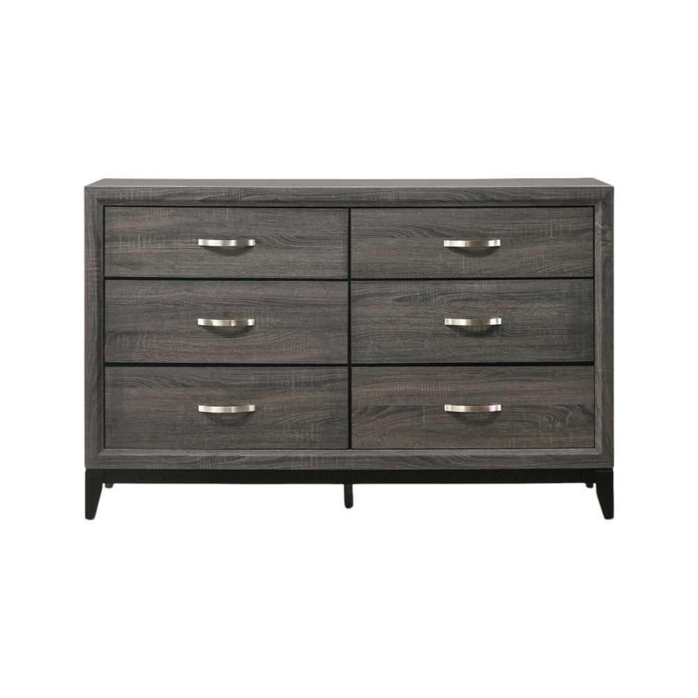 Gray Wood Six Drawer Double Dresser - 58-inch