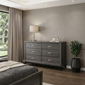 Gray Wood Six Drawer Double Dresser - 58-inch