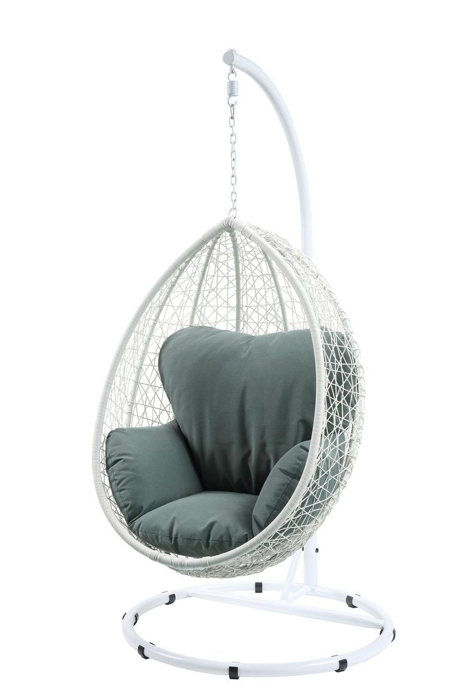 Black Metal Swing Chair with Beige Cushion - 38-inch