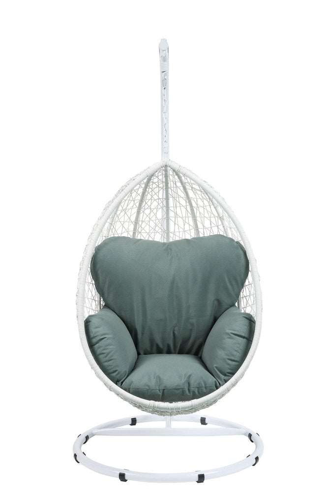 Black Metal Swing Chair with Beige Cushion - 38-inch