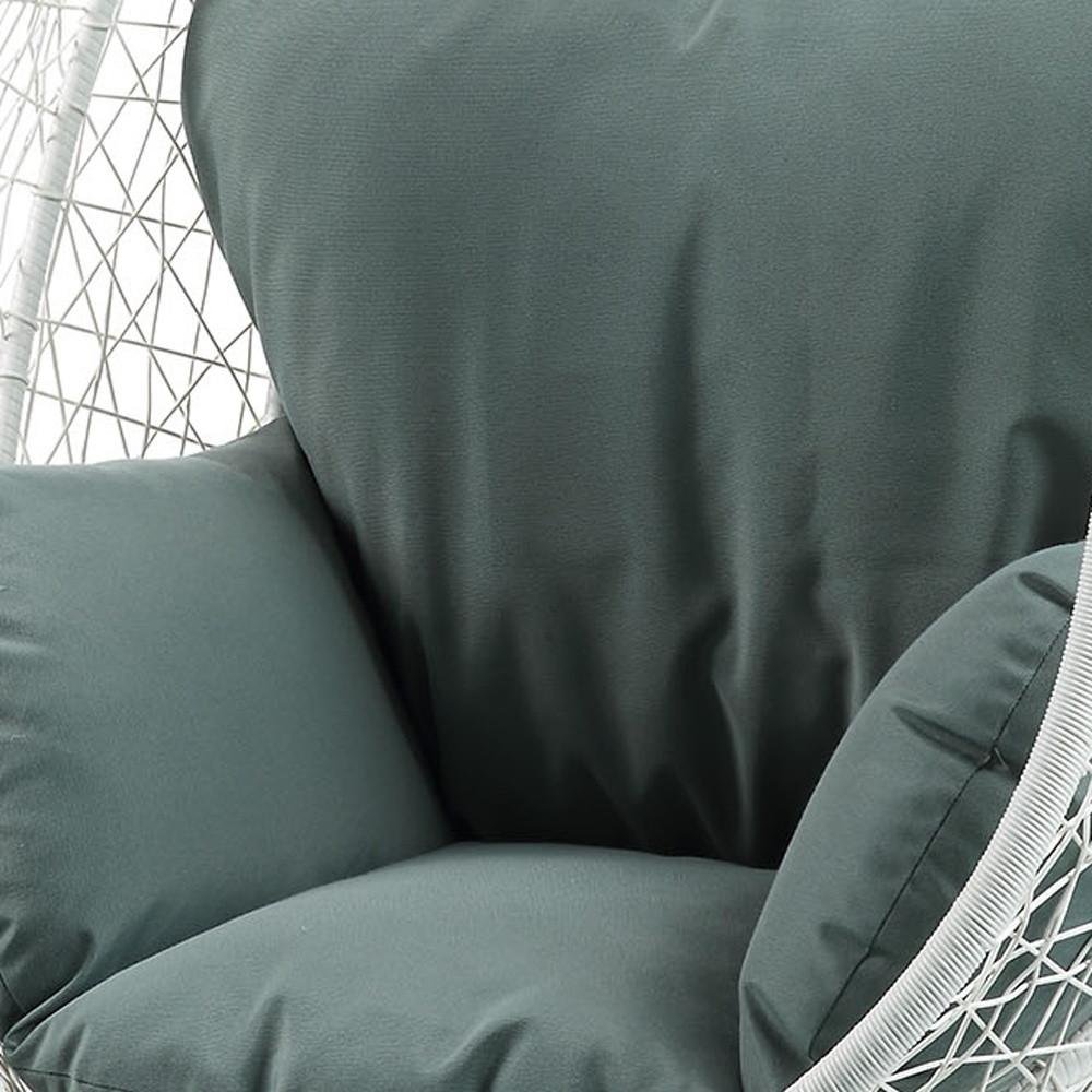 Black Metal Swing Chair with Beige Cushion - 38-inch
