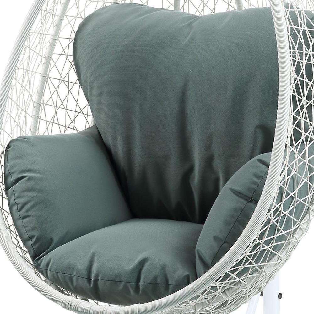 Black Metal Swing Chair with Beige Cushion - 38-inch