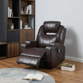 Brown Faux Leather Heated Massage Home Theater Recliner - 34-inch
