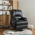 Black Faux Leather Power Massage Lift Assist Recliner - 34-inch