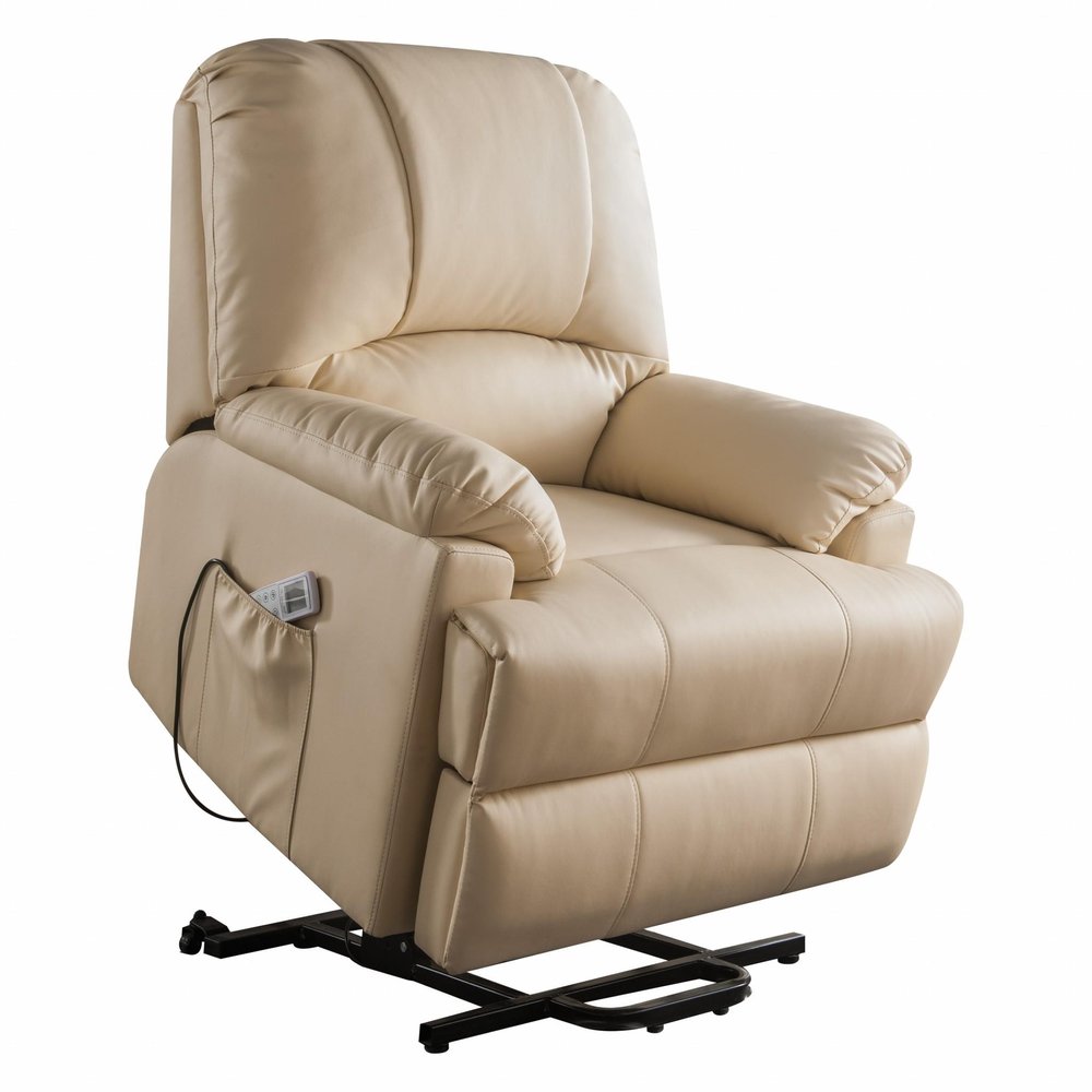 Black Faux Leather Power Massage Lift Assist Recliner - 34-inch